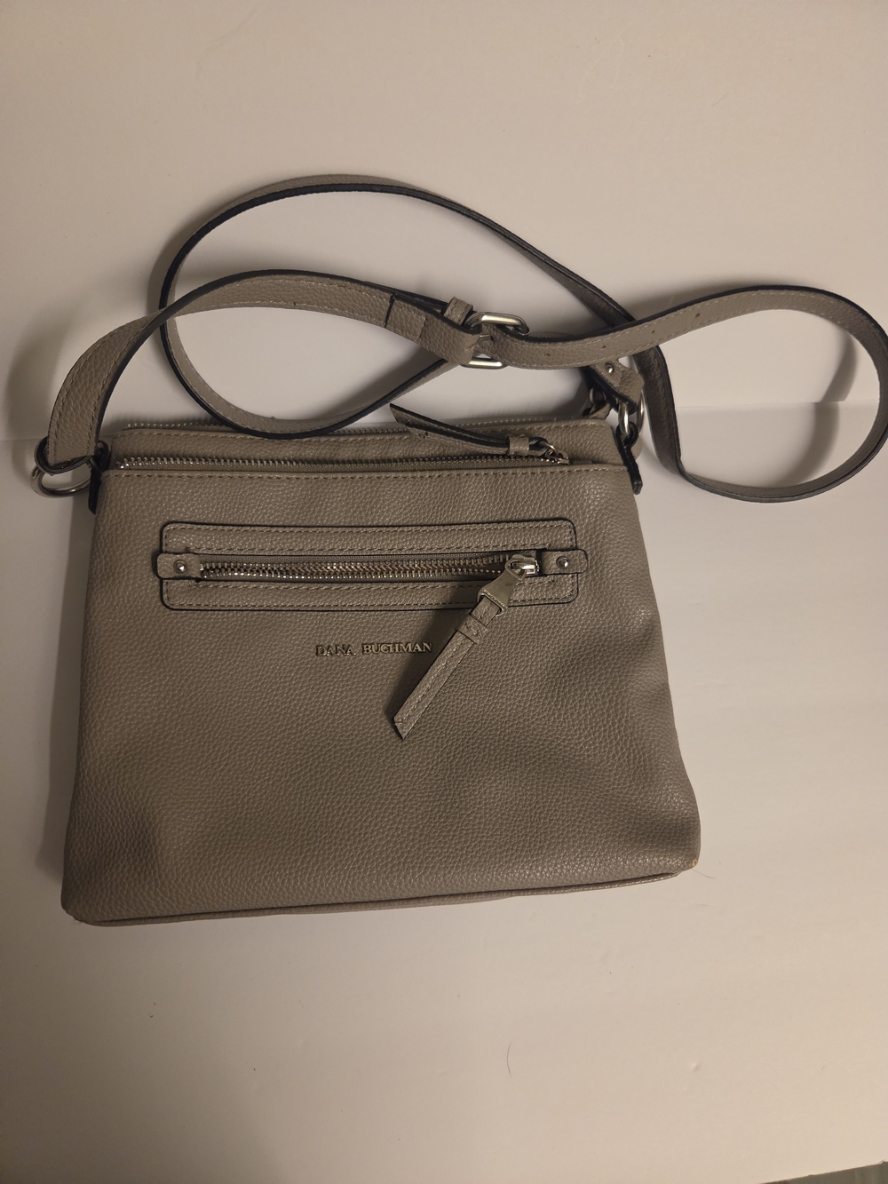 Dana Buchman Pebbled Taupe Leather Crossbody